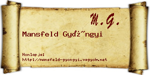 Mansfeld Gyöngyi névjegykártya